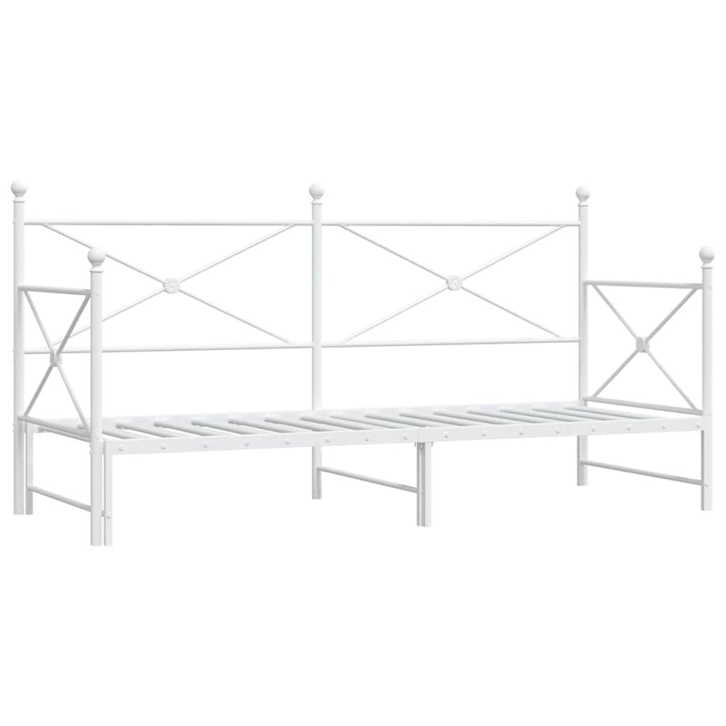 daybed med udtræk uden madras 80x200 cm stål hvid