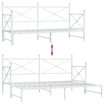daybed med udtræk uden madras 80x200 cm stål hvid