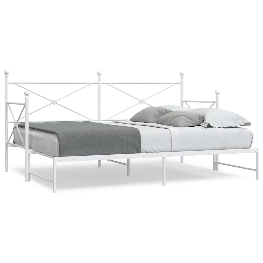 Daybed med udtræk 80x200 cm - stål, hvid (uden madras)