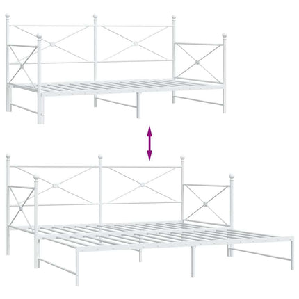 daybed med udtræk uden madras 100x190 cm stål hvid