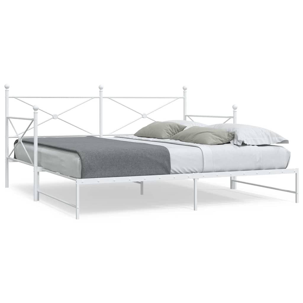 daybed med udtræk uden madras 100x190 cm stål hvid billede