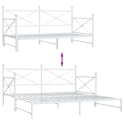 daybed med udtræk uden madras 107x203 cm stål hvid