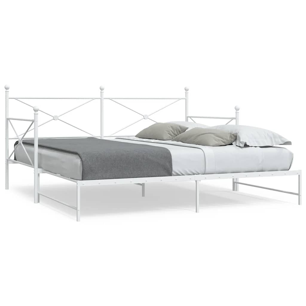 daybed med udtræk uden madras 107x203 cm stål hvid billede