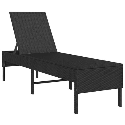 liggestol med hynde 55x200x44 cm polyrattan sort