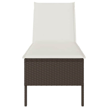 liggestol med hynde 55x200x44 cm polyrattan brun