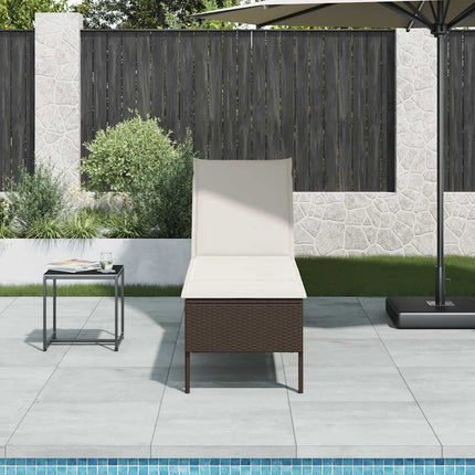 liggestol med hynde 55x200x44 cm polyrattan brun
