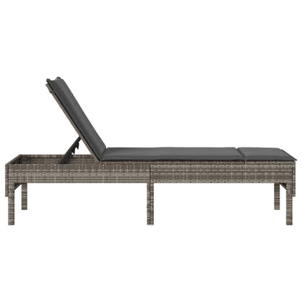 liggestol med hynde 55x200x44 cm polyrattan grå