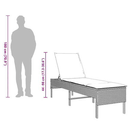 liggestol med hynde 55x200x44 cm polyrattan beige