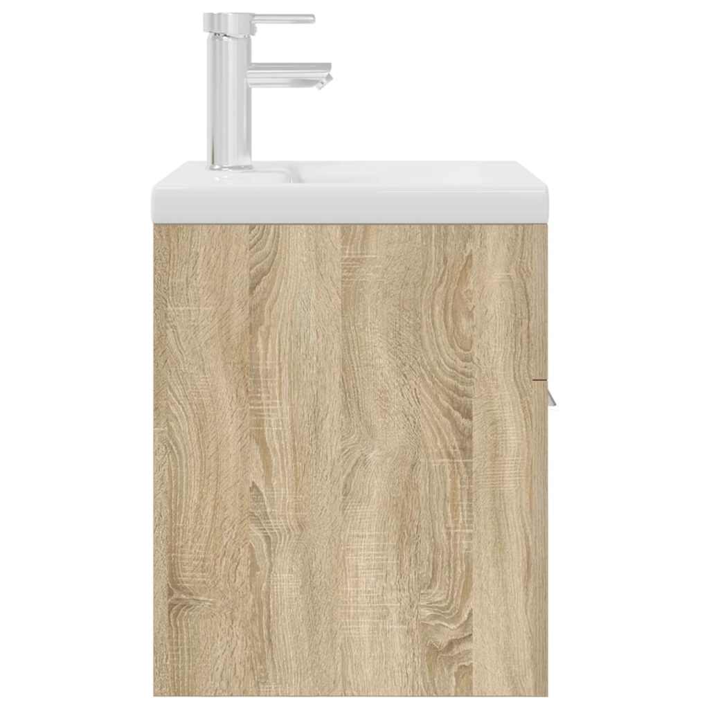 Badeværelsesvaskeskab med indbygget vask og vandhane Sonoma eg