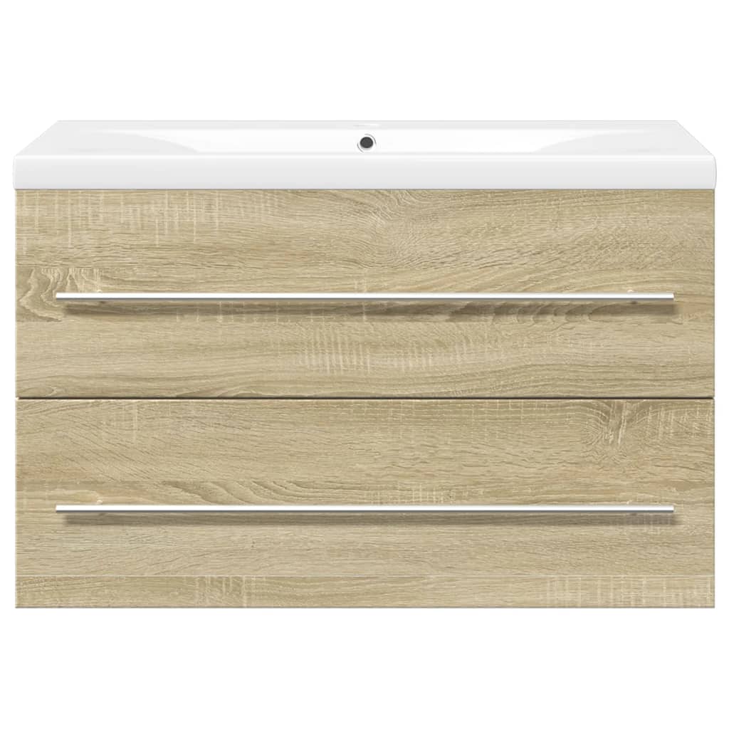 møbelsæt til badeværelse 2 dele konstrueret træ sonoma-eg