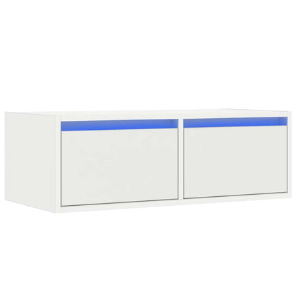 tv-skab med LED-lys 75x35,5x25 cm hvid