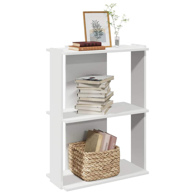 bogreol med 3 hylder 60x30x80 cm konstrueret træ hvid