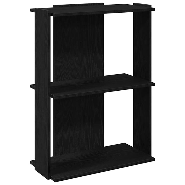 bogreol med 3 hylder 60x30x80 cm konstrueret træ sort