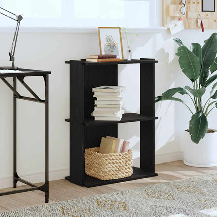 bogreol med 3 hylder 60x30x80 cm konstrueret træ sort