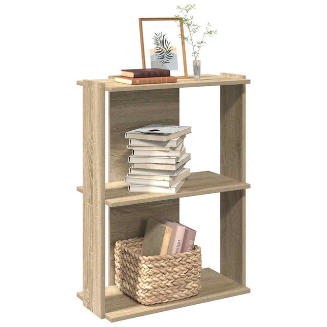 bogreol 60x30x80 cm 3 hylder konstrueret træ sonoma-eg