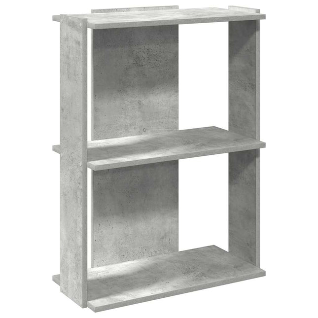 bogreol 60x30x80 cm 3 hylder konstrueret træ betongrå