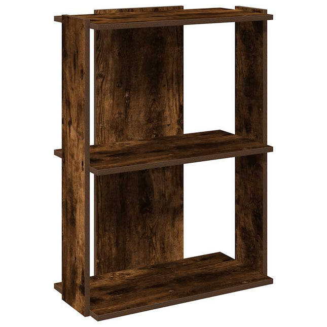 bogreol 3 hylder 60x30x80 cm konstrueret træ røget eg