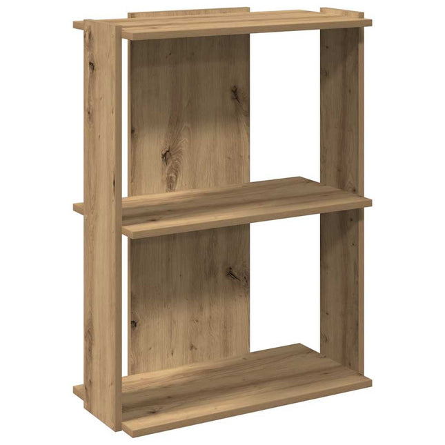 bogreol 60x30x80 cm 3 hylder konstrueret træ egetræsfarvet