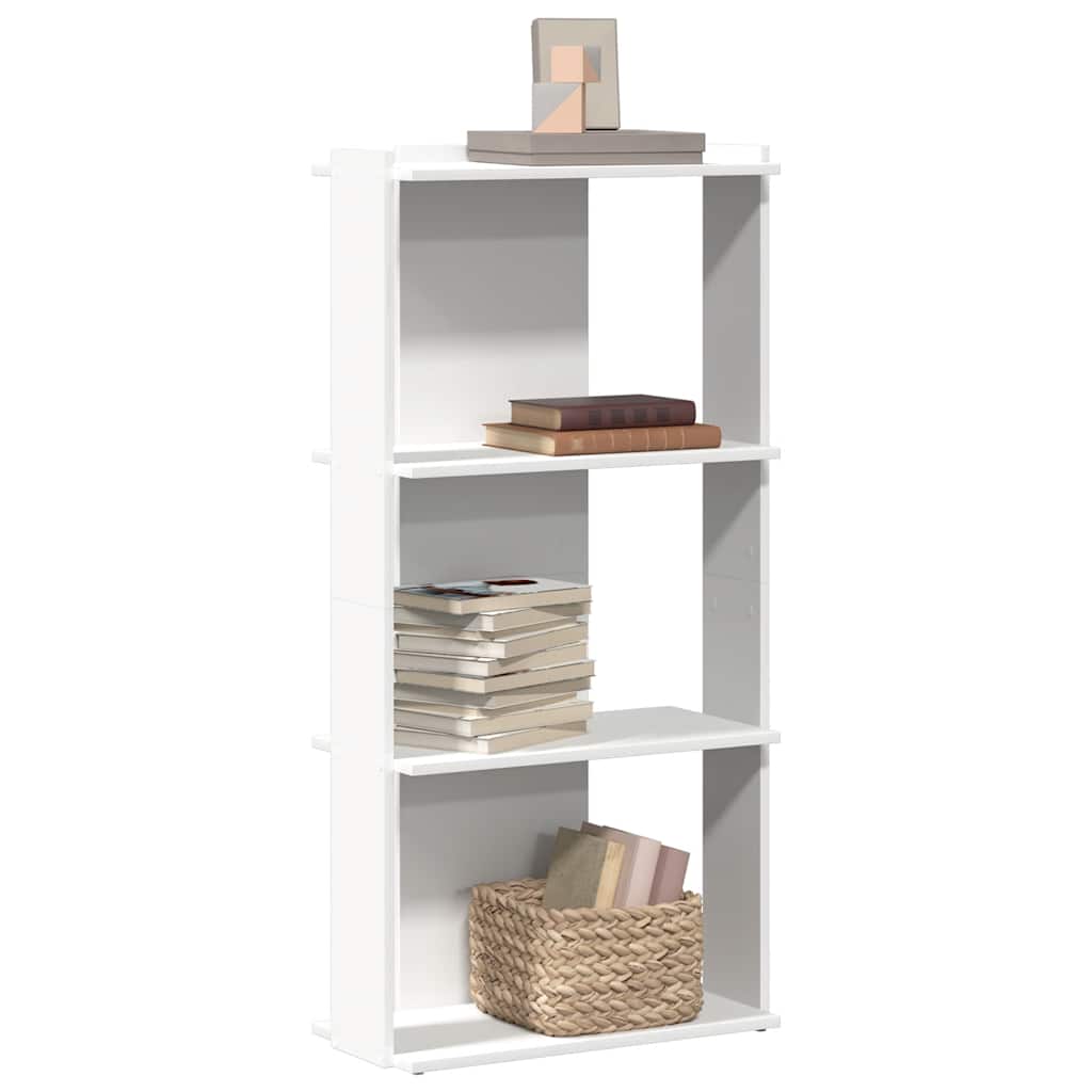 bogreol med 3 hylder 60x30x120 cm konstrueret træ hvid billede