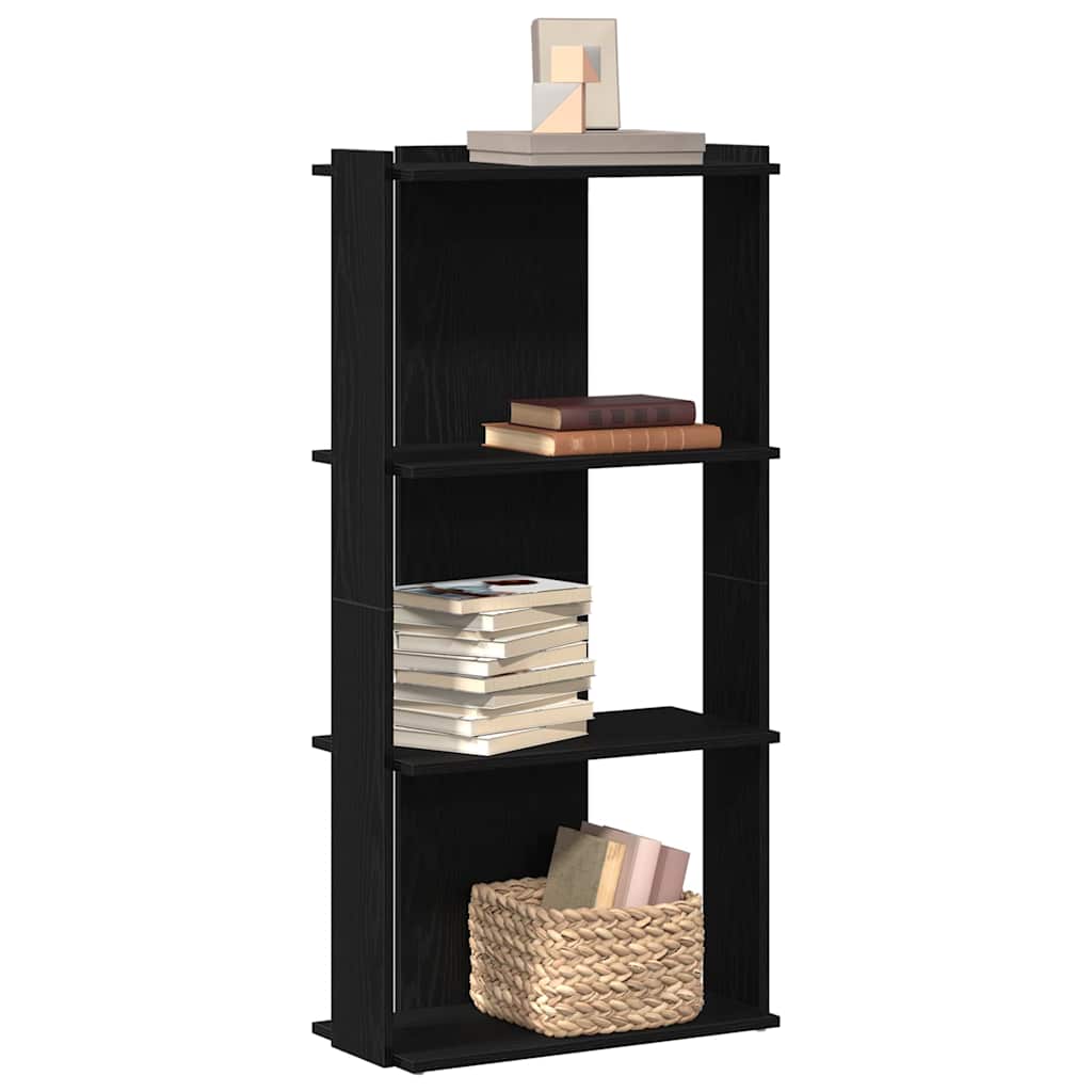 Bogreol 3 Hylder Konstrueret Træ - Sort / 60 x 30 x 120 cm