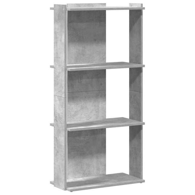 bogreol 60x30x120 cm 3 hylder konstrueret træ betongrå