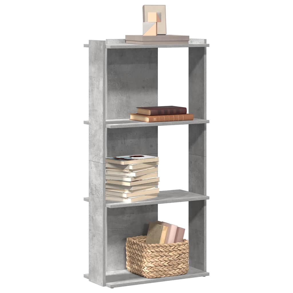 bogreol 60x30x120 cm 3 hylder konstrueret træ betongrå billede