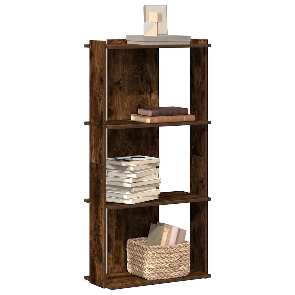 bogreol 3 hylder 60x30x120 cm konstrueret træ røget eg billede
