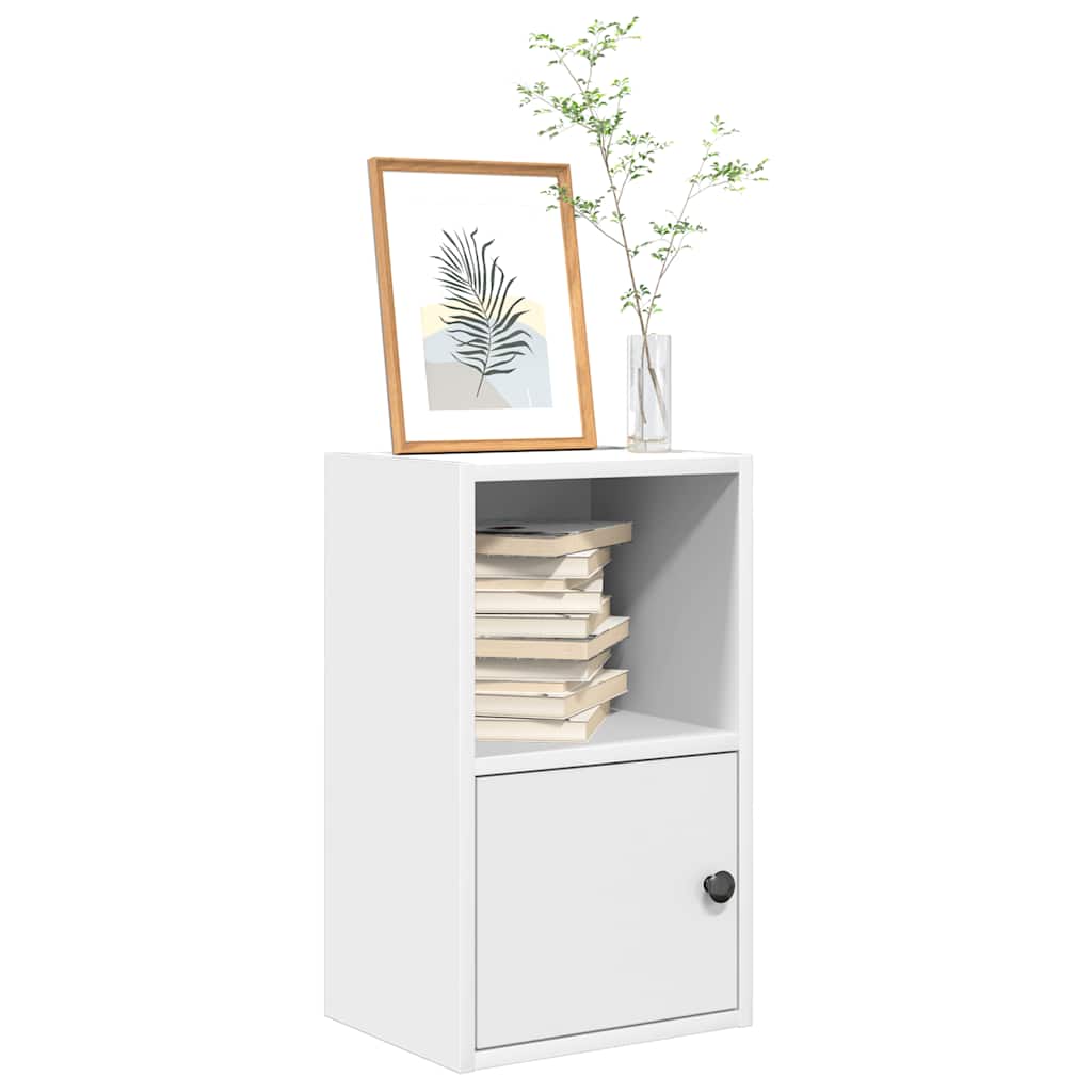 Bogreol med dør - 31 × 24 × 52 cm i hvidt konstrueret træ