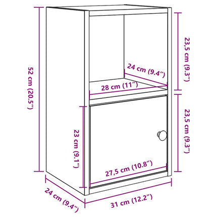 bogreol 31x24x52 cm konstrueret træ sort-eg