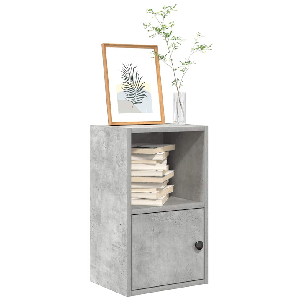 Bogreol med dør 31×24×52 cm - konstrueret træ, betongrå