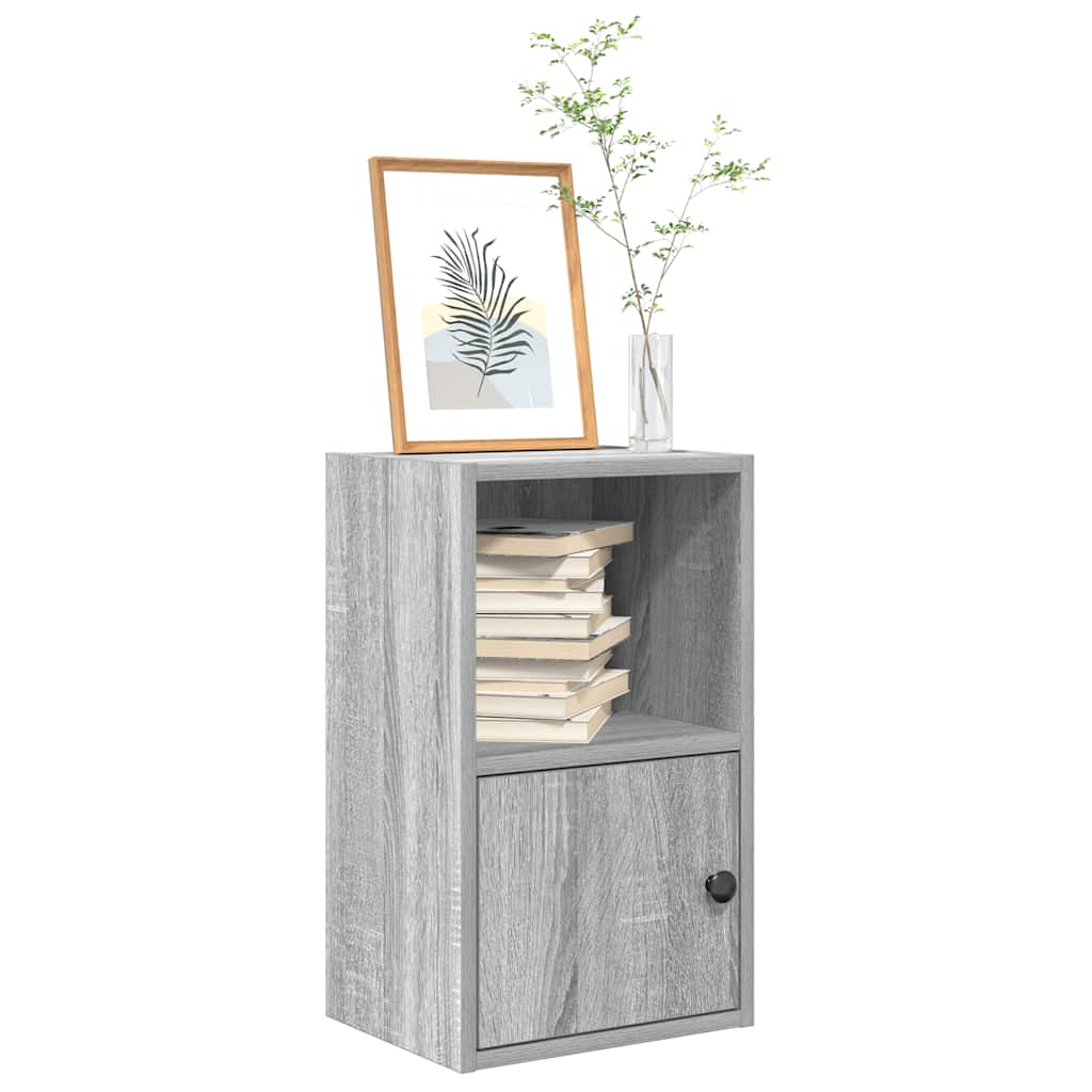 Bogreol med dør 31×24×52 cm - grå sonoma-eg, konstrueret træ