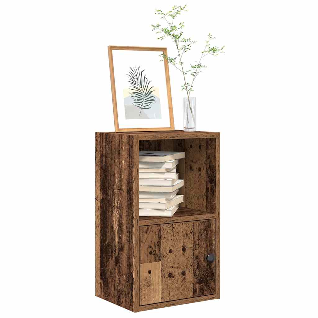 Bogreol med dør 31×24×52 cm - konstrueret træ, antikt træ