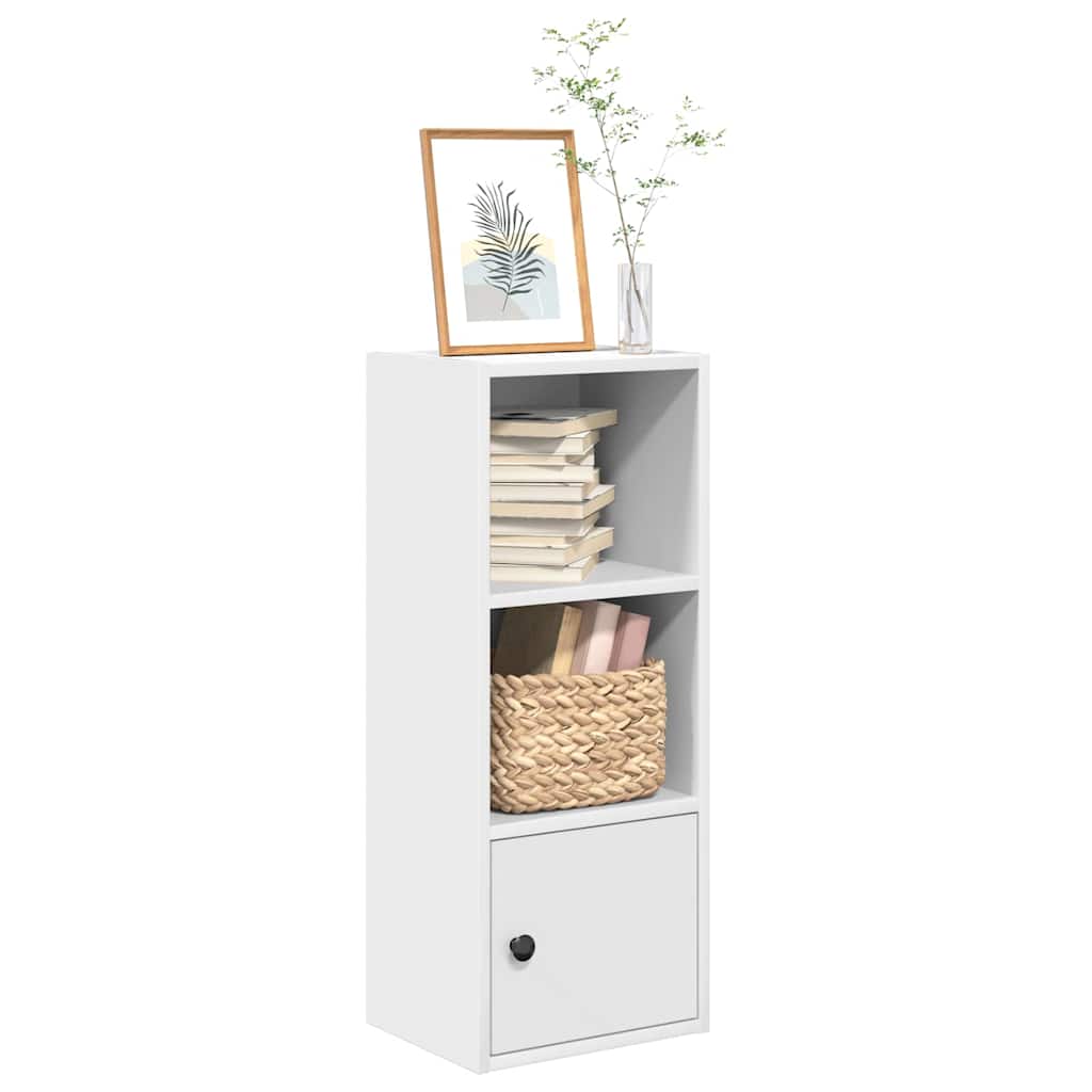 Bogreol med skab - 31 × 24 × 77 cm, hvid konstrueret træ