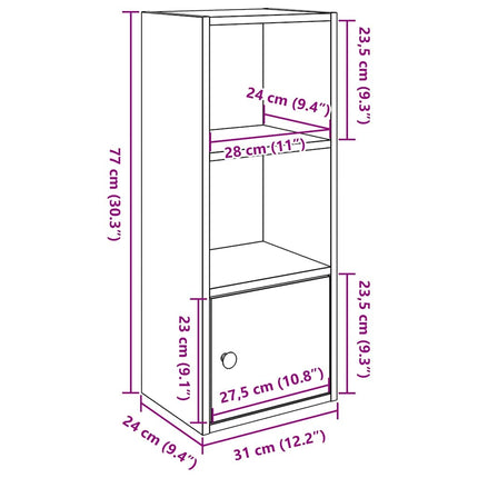bogreol 31x24x77 cm konstrueret træ sort-eg