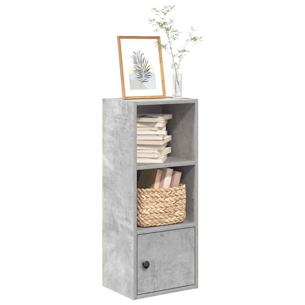 Bogreol med dør 31×24×77 cm - konstrueret træ, betongrå