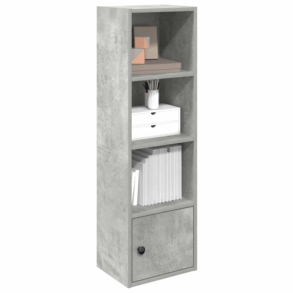 Bogreol med dør 31×24×102 cm - konstrueret træ, betongrå