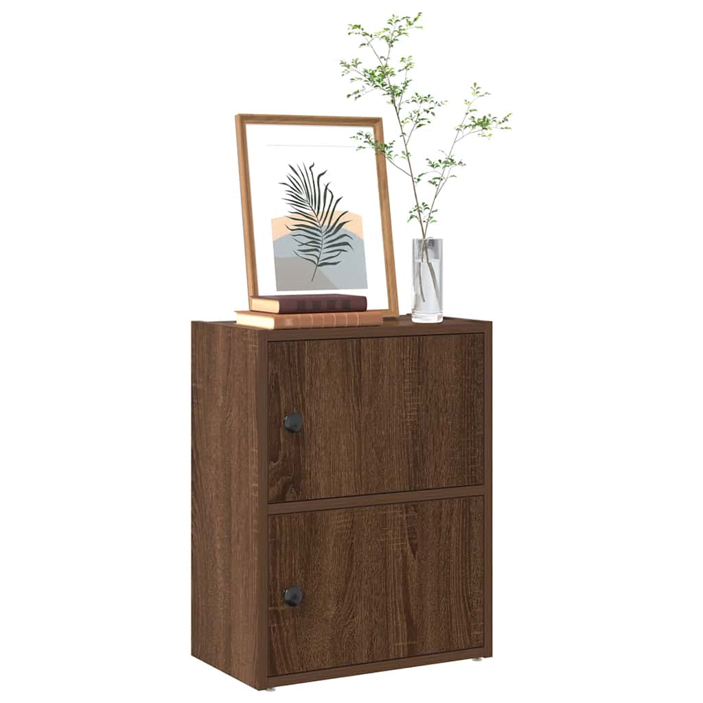 Bogreol med låger 40×24×52 cm - brun egetræsfarve, konstrueret træ