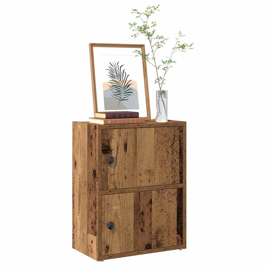 Bogreol med låger 40×24×52 cm - konstrueret træ, antikt træ