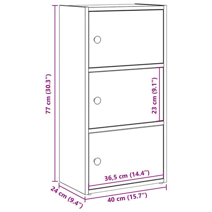 bogreol 40x24x77 cm konstrueret træ sort-eg