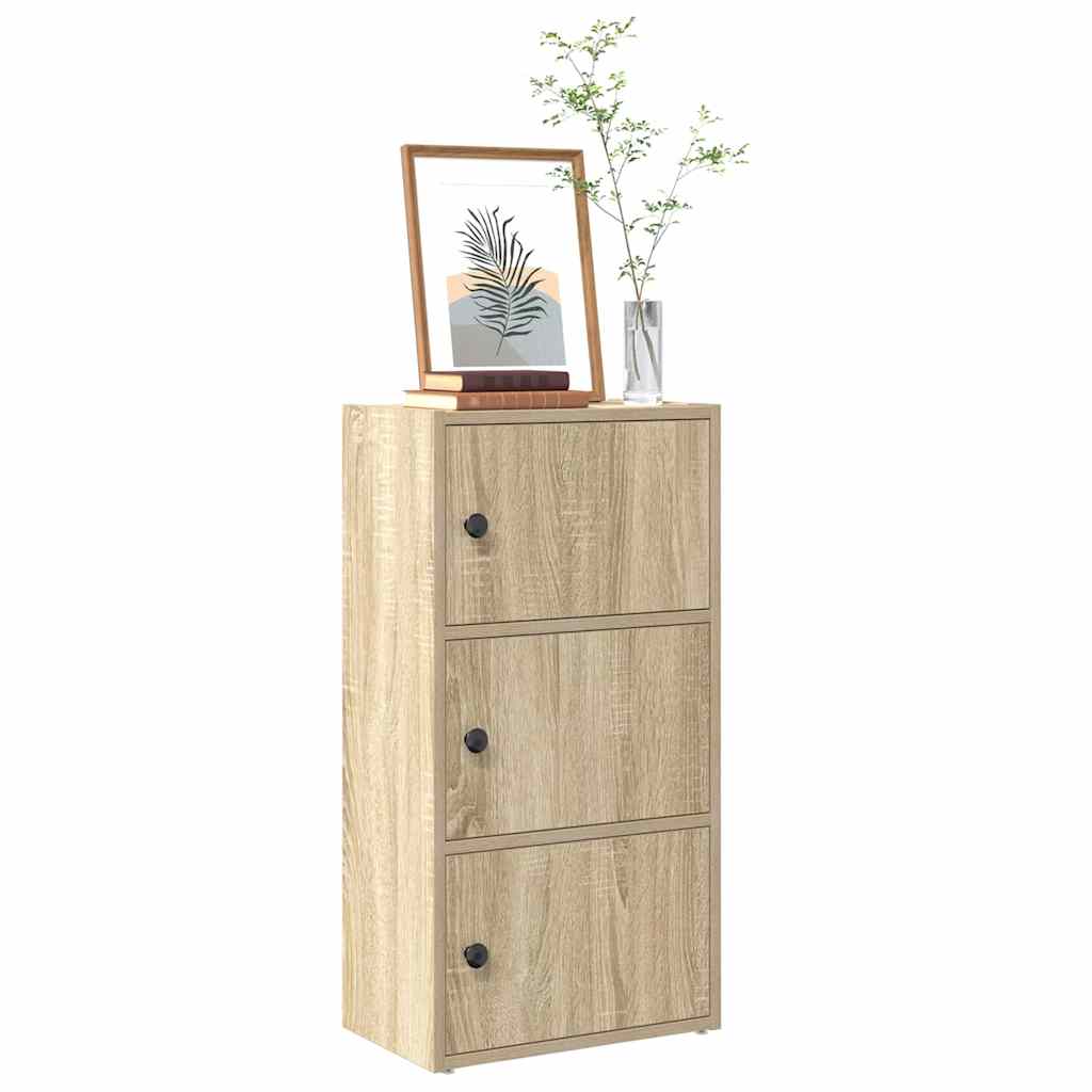Bogreol 40×24×77 cm i konstrueret træ - sonoma-eg, med låger
