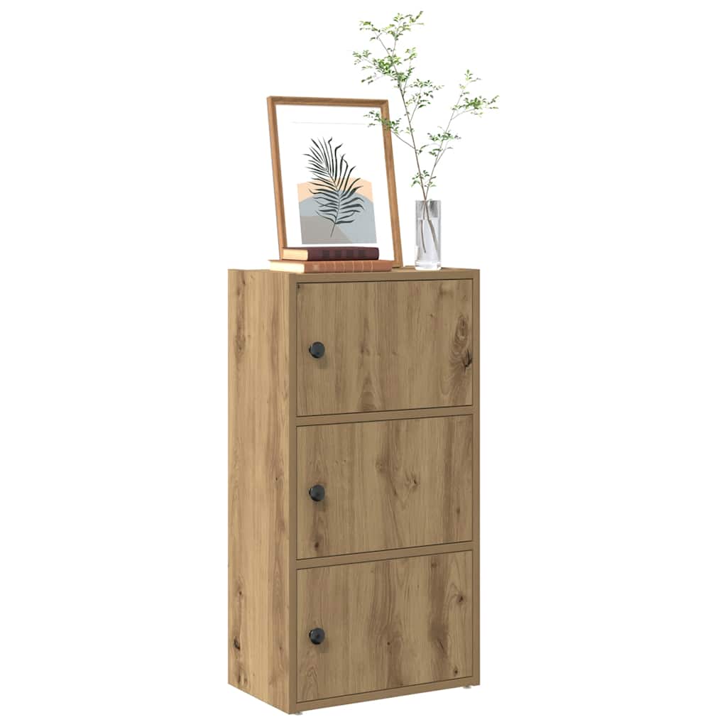 Bogreol med låger 40×24×77 cm - konstrueret træ, kunsteg