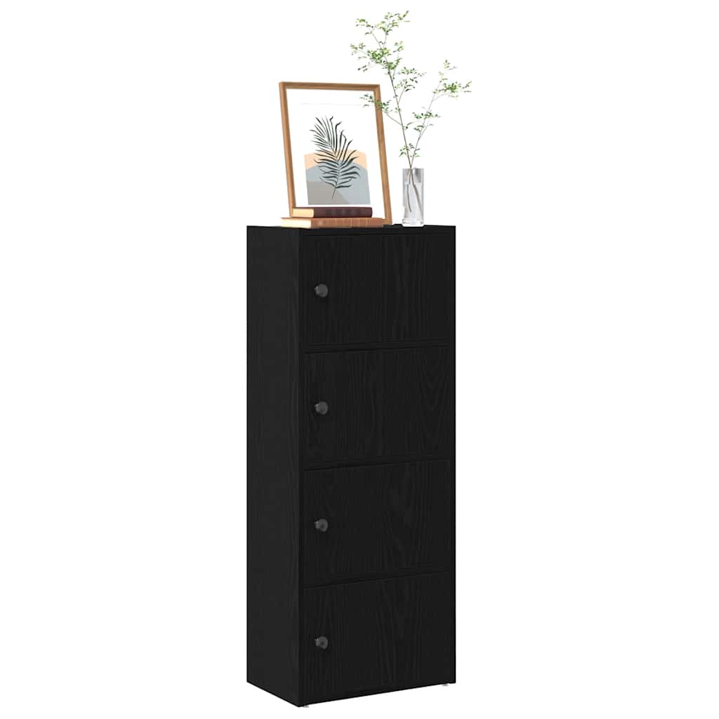 Bogreol med låger 40×24×102 cm - sort eg, konstrueret træ