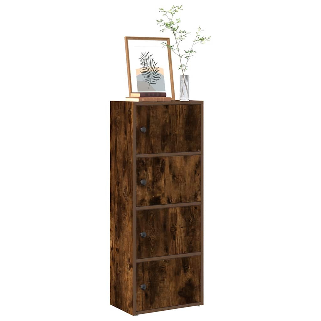 Bogreol med låger 40 × 24 × 102 cm - konstrueret træ, røget egetræsfarve