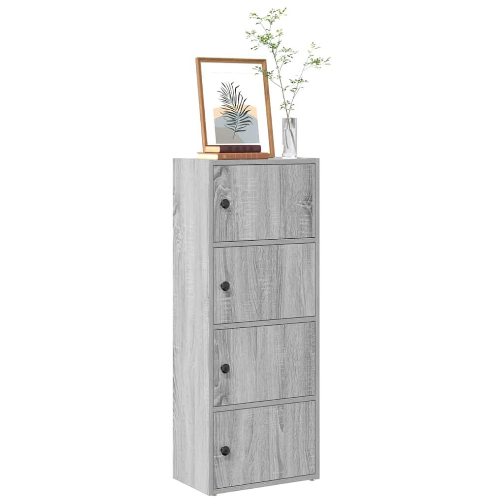 Bogreol 40×24×102 cm i konstrueret træ - grå sonoma-eg med låger