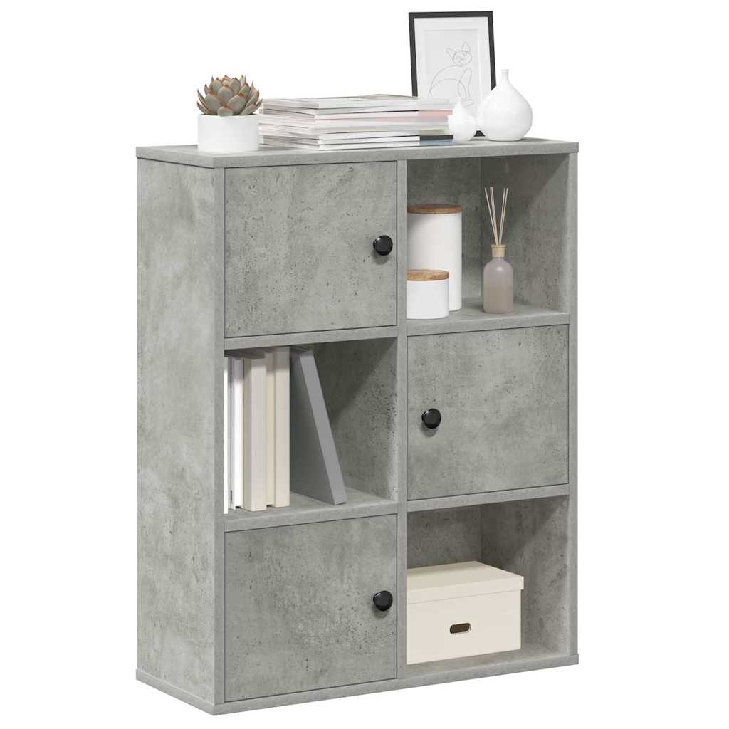 Bogreol 60X24X101,5 Cm Konstrueret Træ Betongrå - 60 cm / 76.5 cm