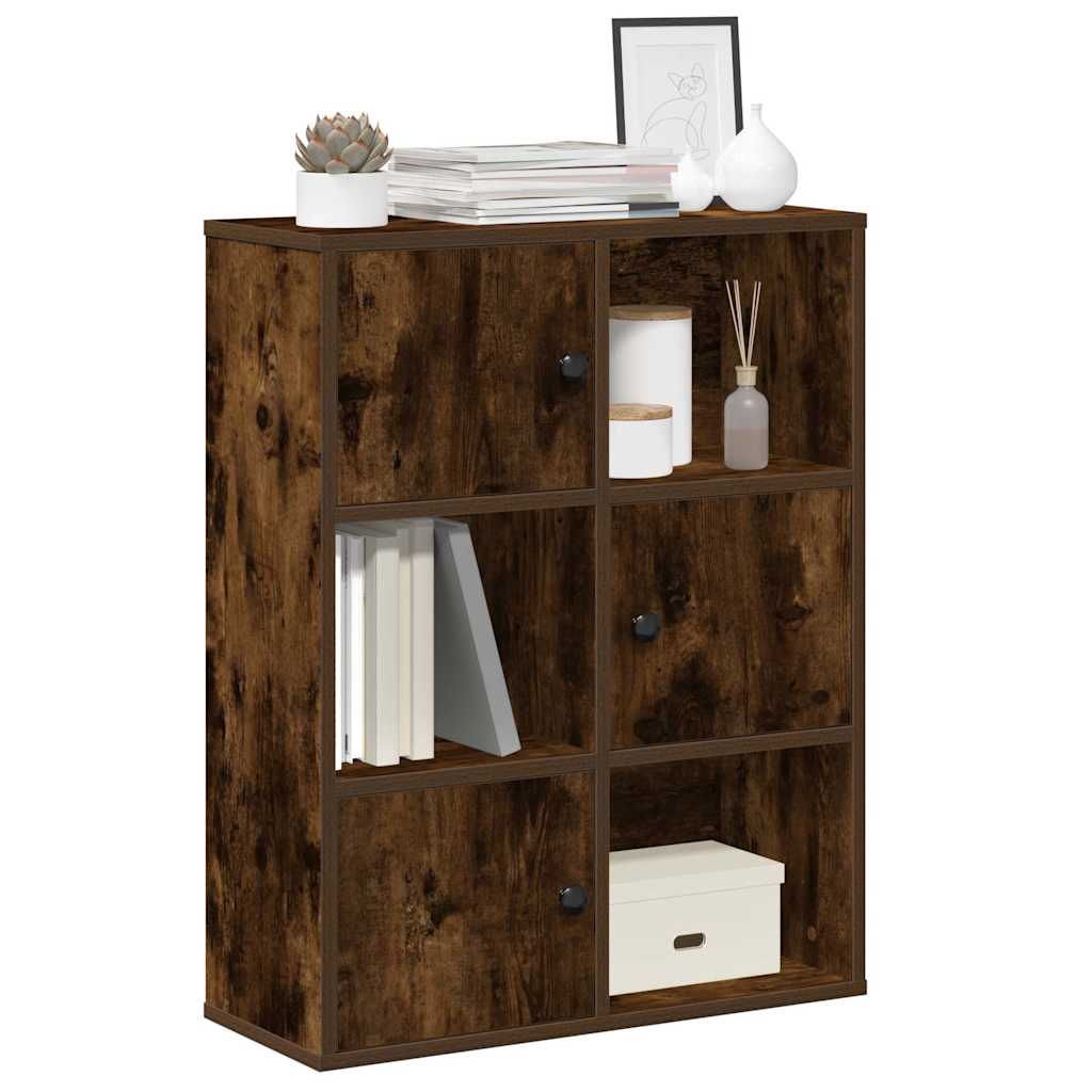 Bogreol 60X24X101,5 Cm Konstrueret Træ Etræsfarve Røget Eg - 60 cm / 76.5 cm