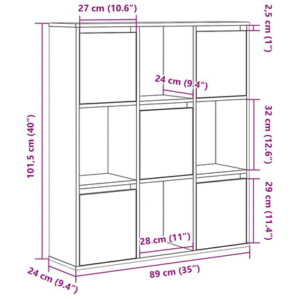 bogreol 89x24x101,5 cm konstrueret træ sort-eg