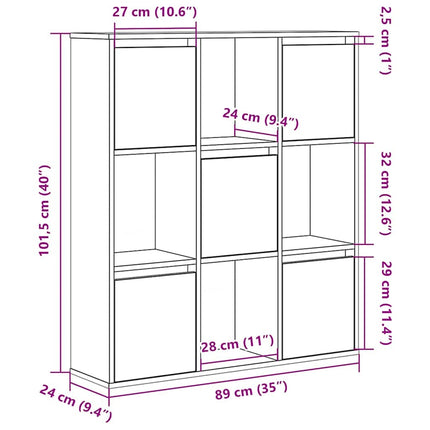 bogreol 89x24x101,5 cm konstrueret træ røget egetræsfarve