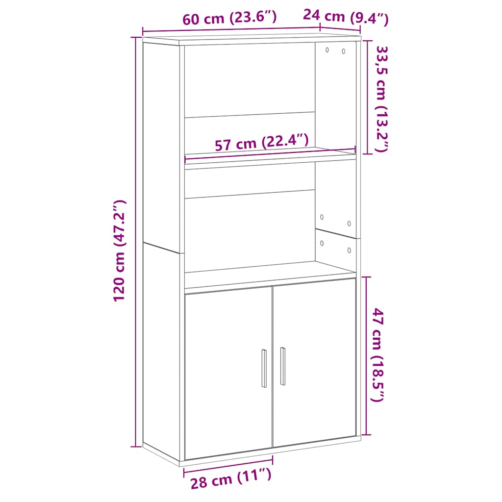 bogreol 60x24x120 cm konstrueret træ antikt træ