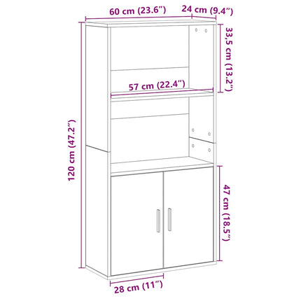 bogreol 60x24x120 cm konstrueret træ antikt træ